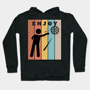 Darts, Dart Throwing Sports, Bullseye, Colorful Retro Vintage Background Hoodie